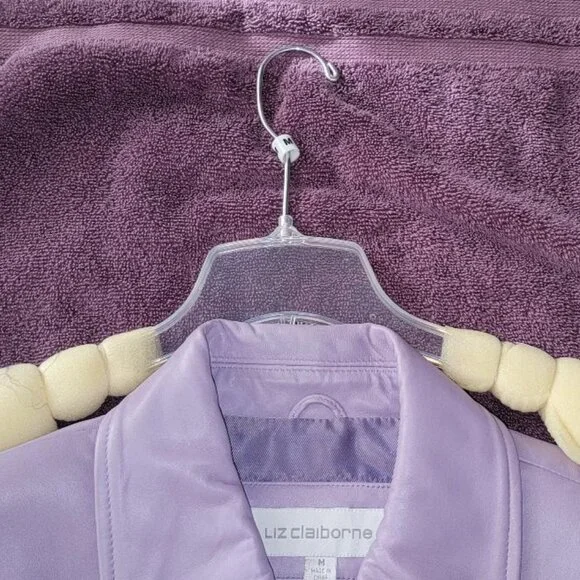 NEVER WORN - VINTAGE LIZ CLAIBORNE LAVENDER LEATHER JACKET - SIZE MEDIUM - Picture 3 of 11